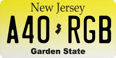 NJ license plate A40RGB