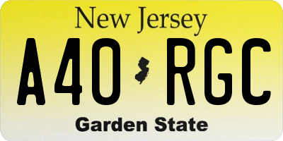 NJ license plate A40RGC