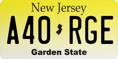 NJ license plate A40RGE