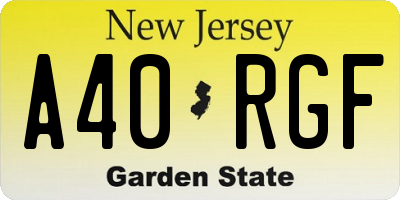 NJ license plate A40RGF