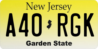 NJ license plate A40RGK