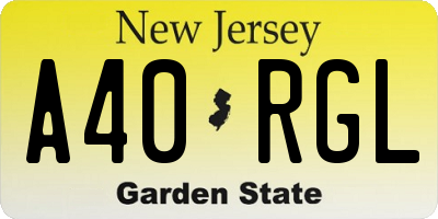 NJ license plate A40RGL