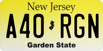 NJ license plate A40RGN