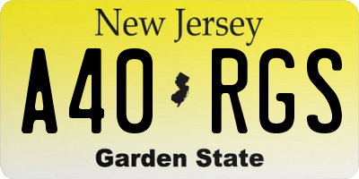 NJ license plate A40RGS