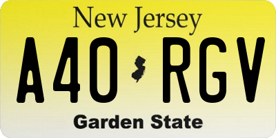 NJ license plate A40RGV