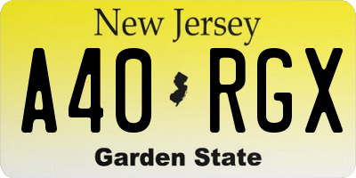 NJ license plate A40RGX