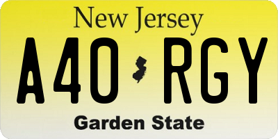 NJ license plate A40RGY