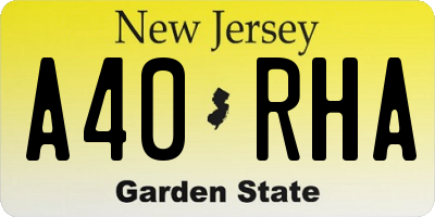 NJ license plate A40RHA