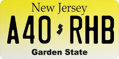 NJ license plate A40RHB