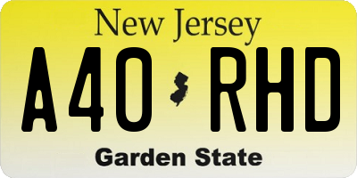 NJ license plate A40RHD