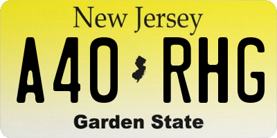 NJ license plate A40RHG