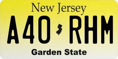 NJ license plate A40RHM