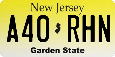 NJ license plate A40RHN