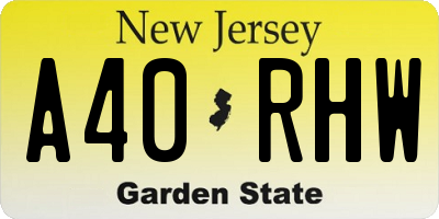 NJ license plate A40RHW