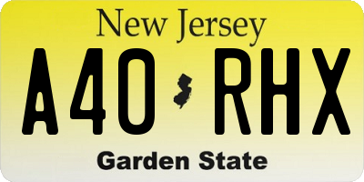 NJ license plate A40RHX