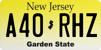 NJ license plate A40RHZ