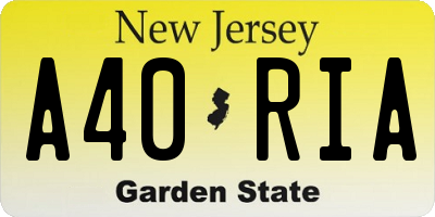 NJ license plate A40RIA