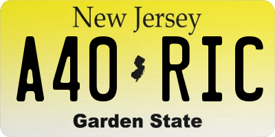 NJ license plate A40RIC