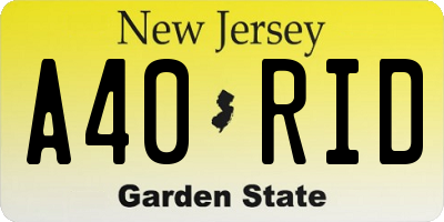 NJ license plate A40RID