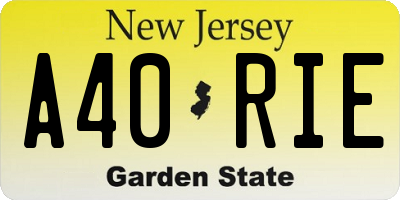 NJ license plate A40RIE