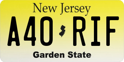 NJ license plate A40RIF