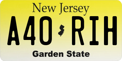NJ license plate A40RIH