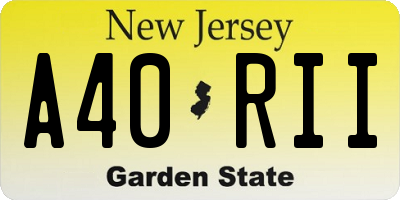NJ license plate A40RII