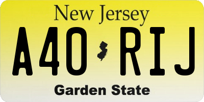 NJ license plate A40RIJ