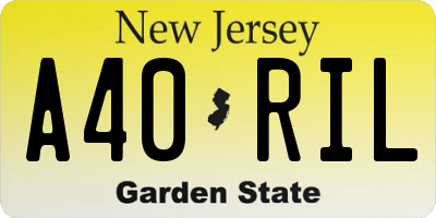 NJ license plate A40RIL