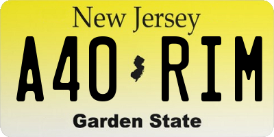 NJ license plate A40RIM