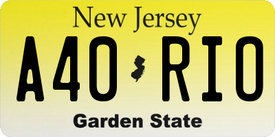NJ license plate A40RIO