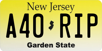 NJ license plate A40RIP