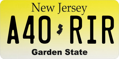 NJ license plate A40RIR