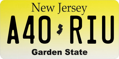 NJ license plate A40RIU