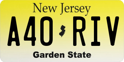 NJ license plate A40RIV
