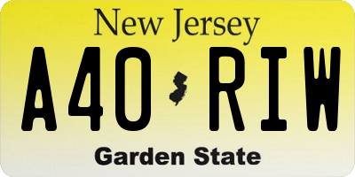 NJ license plate A40RIW