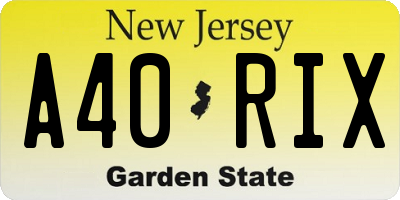 NJ license plate A40RIX