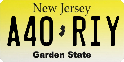 NJ license plate A40RIY