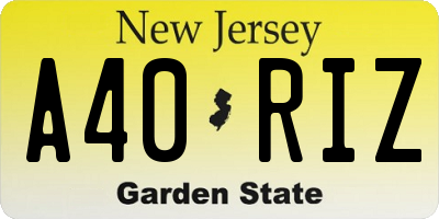 NJ license plate A40RIZ