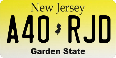 NJ license plate A40RJD