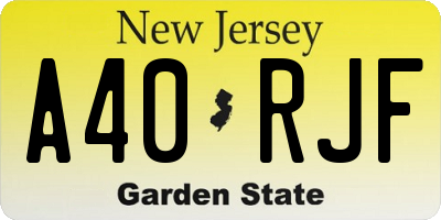 NJ license plate A40RJF