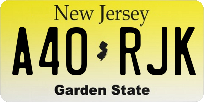 NJ license plate A40RJK
