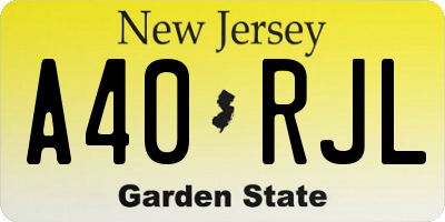 NJ license plate A40RJL