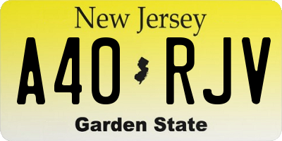 NJ license plate A40RJV