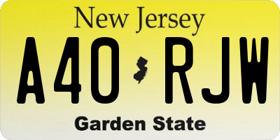NJ license plate A40RJW