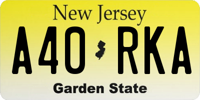 NJ license plate A40RKA