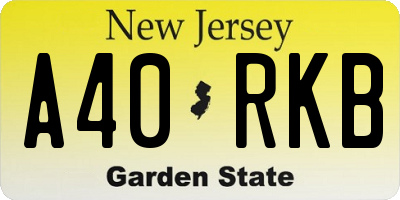 NJ license plate A40RKB