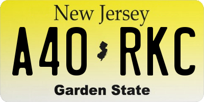 NJ license plate A40RKC