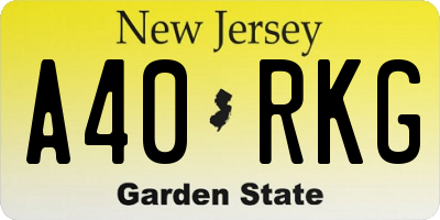 NJ license plate A40RKG