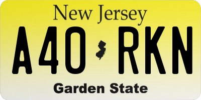 NJ license plate A40RKN